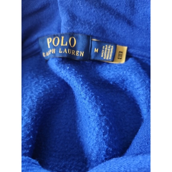 Polo Ralph Lauren Polo Bear Womens M Fleece Hoodie Sweatshirt Royal Blue Flaw - Picture 5 of 7